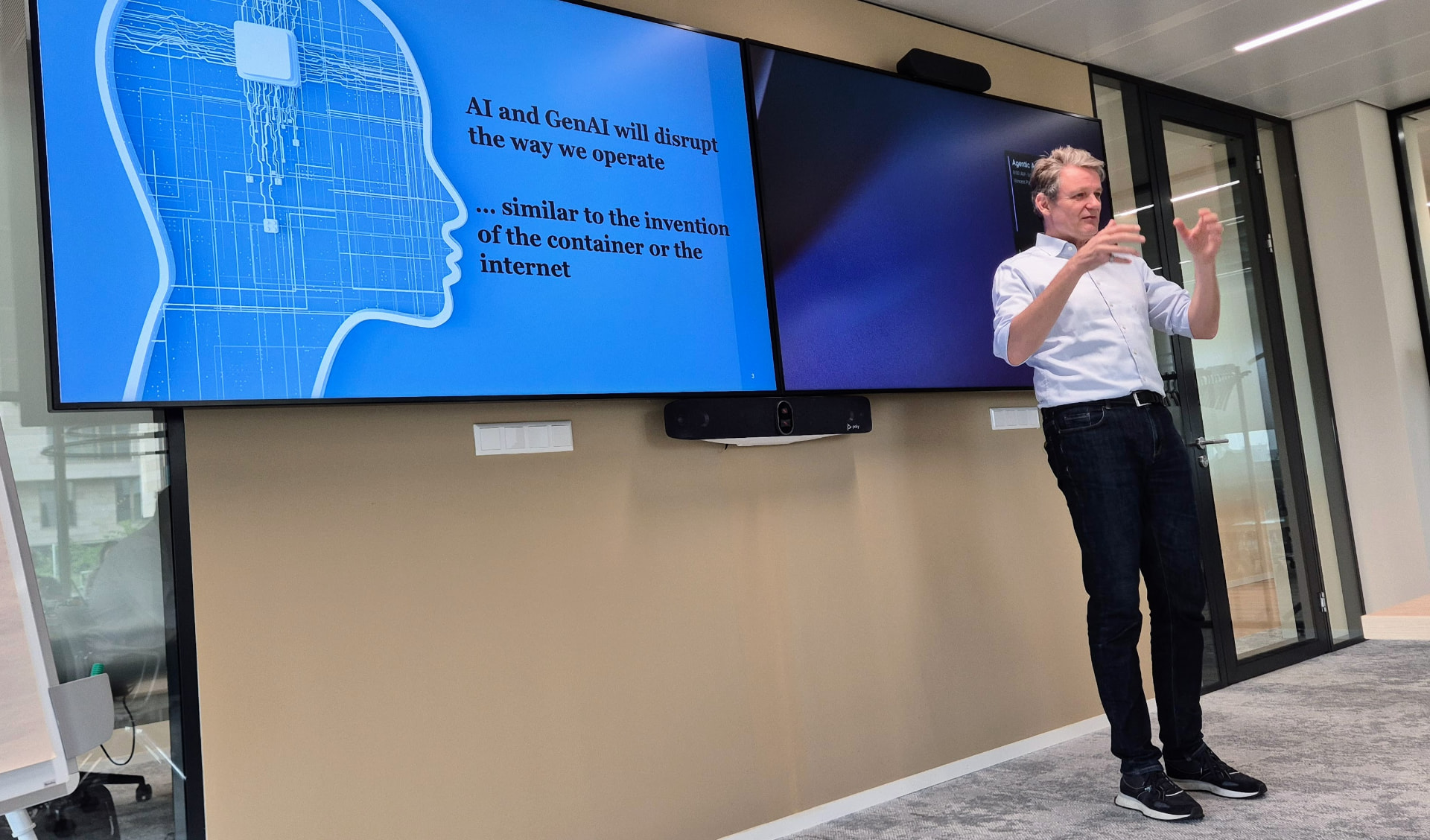 Knut Alicke framing AI as an operational shift — comparable to the container or the internet.